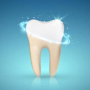 A sparkling tooth after teeth whitening concept graphic
