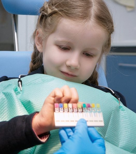 Child Picking Colour of Fillings — Dentist in Palm Beach, QLD